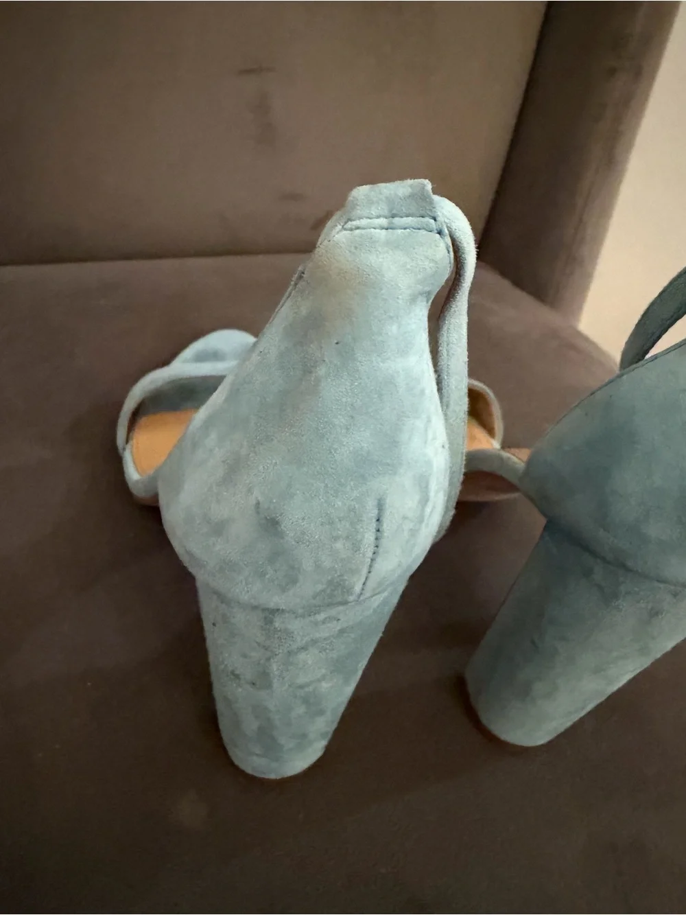 J. Crew Powder Blue Suede Ankle-Strap Heels